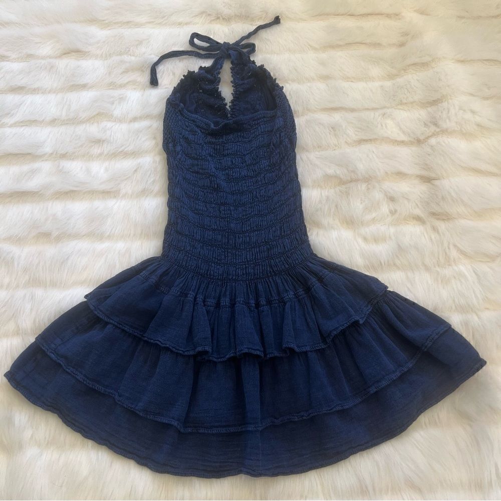 Cotton Collection Denim Ruffle Halter Dress (S) - Picture 3 of 5